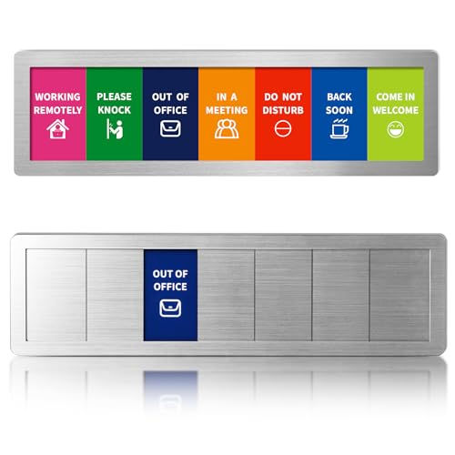 Office Door Signs 7 Options-Do Not Disturb Out of Office In a Meeting Working Remotely Please Knock Back Soon Come in Welcome Privacy Door Signs Available and Away for Conference Room & Meeting