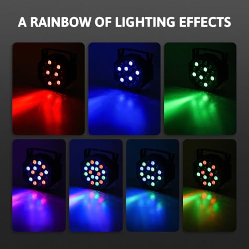 image for CO-Z LED Stage Lights DMX, 8 pcs 18x3W RGB Par Can Lights Package with