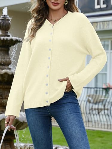 Image of UNCLECAT Womens Button Up Cardigan Sweaters | Fall Winter Everyday, Long Sleeve, Office Lightweight Knit, Open Front, Crew Neck, Soft Cozy, Loose Fit, 2026 Trendy