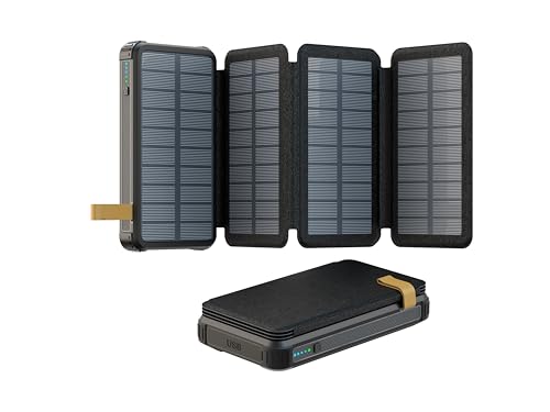 Image of LRSA Solar Power Bank, 20000mAh, Foldable Multiple Solar Panels, Portable Charger for Outdoor Use