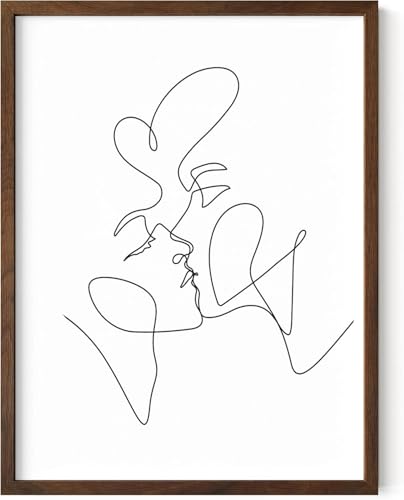 Minimalist Couple Art Wall Art Print Couple Kiss Abstract Line