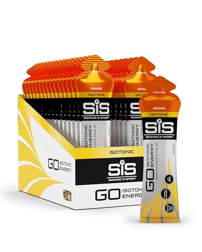 SIS GO Isotonic Energy Gels - Vegan, Low Sugar, Sports Nutrition Gel Supports Endurance for Running - Orange Flavour, 60ml, Pack of 30