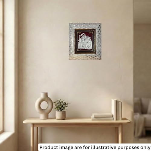 Image of Pure Silver Shiv Parivar Frame | 999 Silver Shiva Family Frame | Premium Spiritual & Religious Home Decor | Pooja Room Table Top & Wall | H x L 22 x 20 CM - 1 Unit