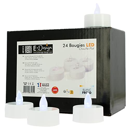 Arum Bougie LED (Lot de 24 Bougies Chauffe Plat Blanc Froid)