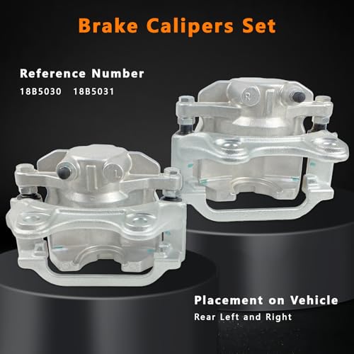 Image of 2 Pcs Rear Brake Caliper Fit for 2007-2020 Cadillac Escalade, Chevy Suburban Avalanche Silverado Tahoe, GMC Yukon Sierra 1500, Disc Brake Caliper w /Bracket Replace for 18B5030 18B5031