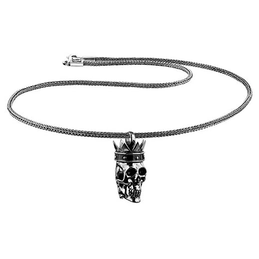 KUZZOI herr silver-halskedja med massiv dödhuvudstopp, oxiderar 925 sterlingsilver 925, längd 50 cm, kungkedja män kedja med hänge, hög kvalitet och handarbetad, ZOI-010
