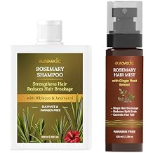 Auravedic Rosemary Hair Growth Shampoo & Hair Mist Set | Sulfate Free Hair Care for Thinning Hair & Breakage | Strengthens Roots, Smooths Split Ends | Daily Scalp Care for Women & Men