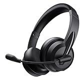 Masajoy ireless Headset with Mic for Work, Headset Wireless Bluetooth V5.3 with AI Noise Cancelling Microphone with Mic Mute for Computer PC Laptop Remote Work Home Office (Orange)