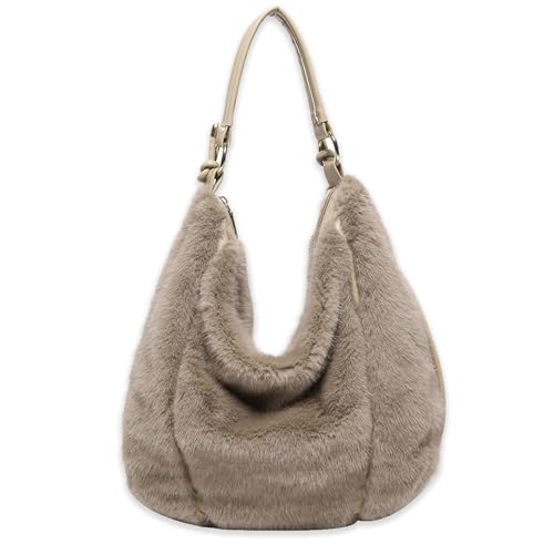 Fluffy Tote Bag for Women, Winter Soft Fuzzy Purse, Cute Faux Fur Bag, Plush Shoulder Handbag Crossbody
