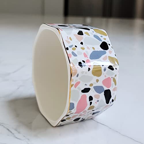 Leazul Ceramic Paper Clip Holder Gold Line Paper Clip Dispenser Organizer For Desk Cute Terrazzo Marble Pattern Office Binder Clip Holder Bobby Pin And Hair Clip Holder Gift For Office Pink #TOP1
