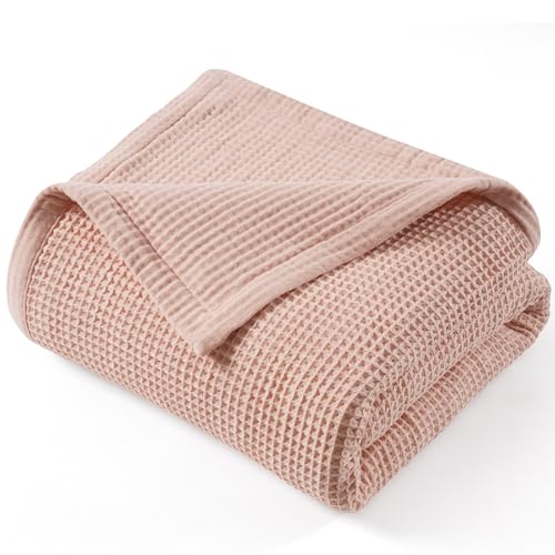 PHF Reversible Waffle & Muslin Blanket 100% Cotton 400GSM Queen Size 90