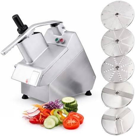 Tartle 550W Commercial Vegetable Cutter and Food Processor - 110V Multifunction Automatic Cutter - Vegetable Slicer Cheese Grater Potato Dicer, 3.17 Quart with Disc Blades