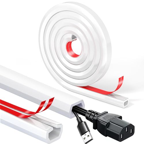 Cable Trunking, White Cable Cover Self Adhesive Cable Management Trunking, Mini Flexible Cable Protectorl for Wires on Wall Floor Wire Trunking to Hide Wires for Electric Cables,15mm×10mm - 1 Meter