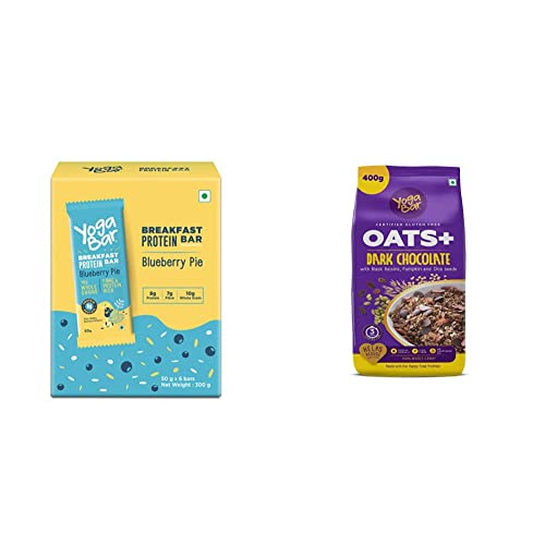 Image of Yogabar Breakfast Protein Blueberry Bars - 300gm, 50 g x 6 Bars & Yogabar Dark Chocolate Oatmeal 400g