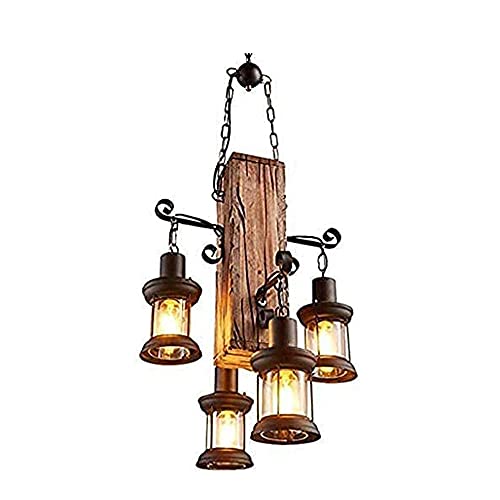 RuuXanthous Lampadario Rustico in Legno con Travi a Vista, lampadario da soffitto in Stile Lanterna Vintage per Sala da Pranzo, Soggiorno, Isola Cucina, Ingresso