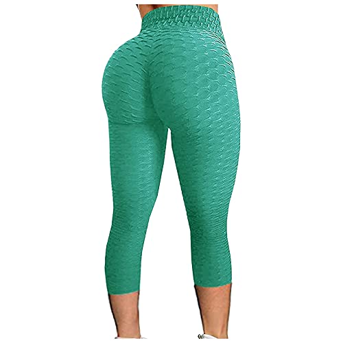 Sportbroek, fitnessbroek voor dames, leggings, hoge taille, yogabroek, sportbroek, yogalegging, fitnessbroek, loopbroek, vrijetijdsbroek, joggingbroek, lange sportbroek voor dames, honeycomb leggings, hemelsblauw, XL