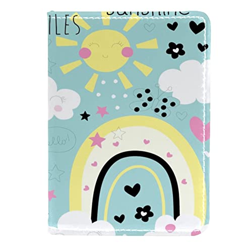 VAPOKF Funda de piel para pasaporte con diseño de nubes de arco iris, 4.5 x 6.5 pulgadas, multicolor, 11.5x16.5cm/4.5x6.5 in, Contemporáneo
