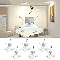 Lightdot 6 inch LED Recessed Housing with Trim, Gimbal Swivel Can Light | CRI>90 3000K/4000K/5000K Dimmable | Includes Junction Box & Trim Ring | White (6 Pack)