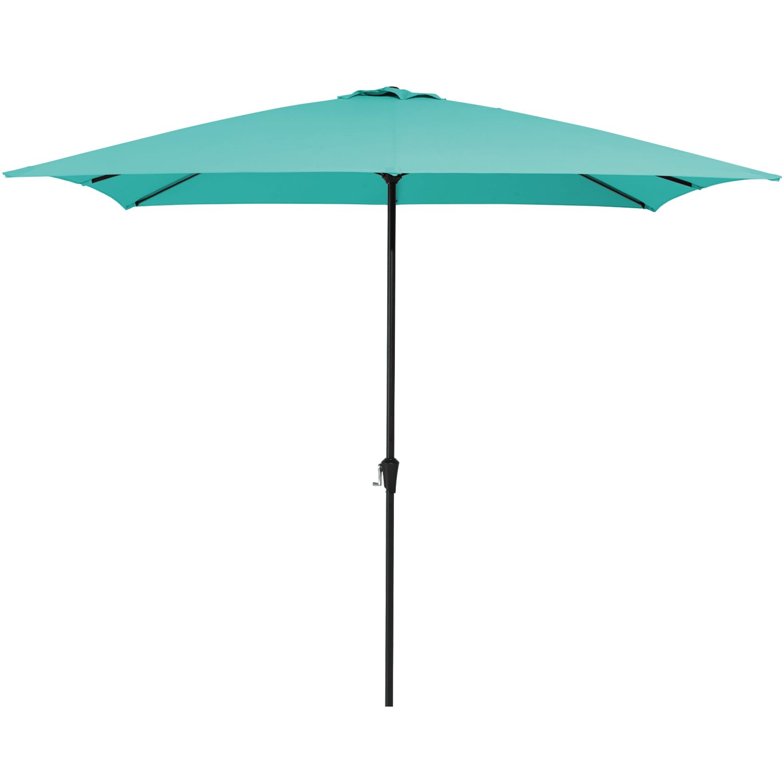 meway 8x10 ft rectangular patio umbrella outdoor umbrella with crank, table market umbrella 6 sturdy ribs uv protection for garden, pool, backyard, teal