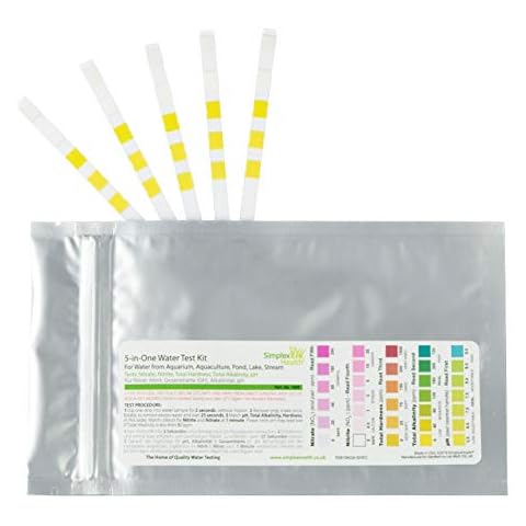 SimplexHealth Home Water Test Kit 5-in-One (5 Strips) - Drinking Water, ponds, aquariums for Nitrates & Nitrites, Total Hardness, Total Alkalinity and pH Cover