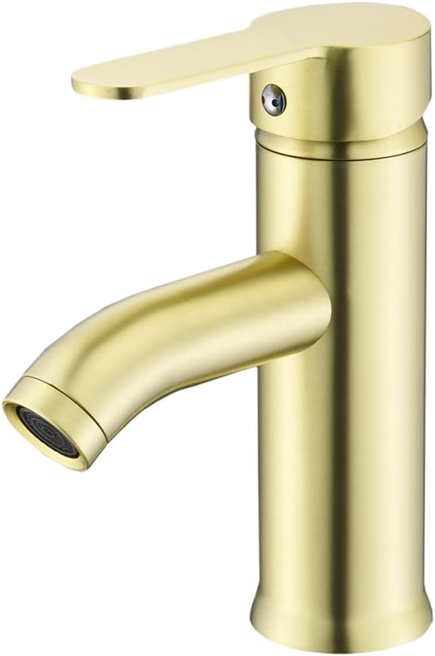 Brushed Gold Bathroom Faucet, Beelee Single Hole Single Handle Stainless Steel Bathroom Vanity Sink Faucet