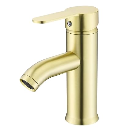 Brushed Gold Bathroom Faucet, Beelee Single Hole Single Handle Stainless Steel Bathroom Vanity Sink Faucet