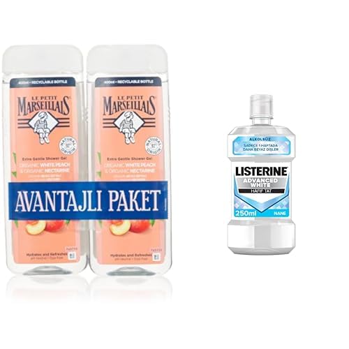 Le Petit Marseillais Peach Shower Gel 400ml (2'li Set) + Listerine Advanced White 250ml