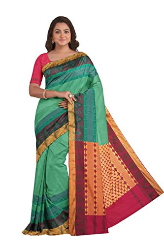 Image of Pothys Women's Green Art Soft Silk Saree With Blouse Piece (A3230 Green)