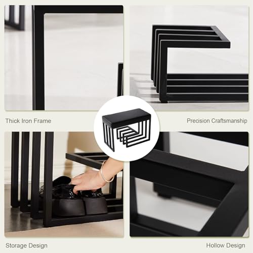 Banc à chaussures multifonctionnel en cuir avec assise premium de couloir