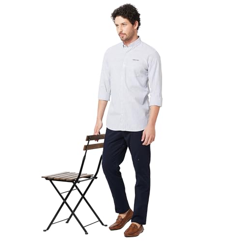 Image of KENNETH COLE New York Mens Slim Fit Cotton Spread Collar Long Sleeve Patch Pocket at Chest Casual Shirt