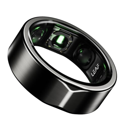 Image of Leaf Halo Smart Ring | Health Tracker | Sleep, Fitness, Stress | Includes 30+ Workout Modes | Battery upto 10 Days | Buy Sizing Kit First | Track Steps, HRV, SPO2 & Periods | Carbon Black - Size 9