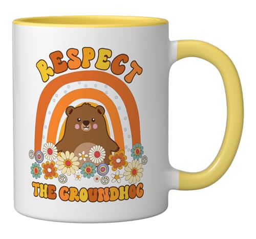 Taza de cerámica Hippie Rainbow Groundhog Day 11oz miniatura 2