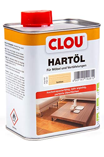 CLOU Hartöl: Zur Renovierung und Pflege von stark beanspruchtem Massivholz, z.B. Treppen, Möbel und Parkett, farblos, 0,75 L