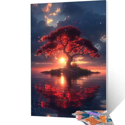 Pintura Diamante Árbol Diamond Painting Adultos, Diamond Painting Naturaleza, Cristal Artes Bordado Punto Cruz Dibujos con Diamantes 50x70cm Kit Manualidades Adultos para Decoracion Hogar model/-3925