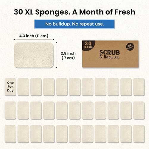 Image of Scrub & Throw XL Loofah Scrub Sponge, Natural, Plastic-Free, Non-Scratch, for Kitchen, Dishes, Pots and Cleaning, Plant-Based, Plastic-Free, Eco-Friendly, Biodegradable, 30 Pack