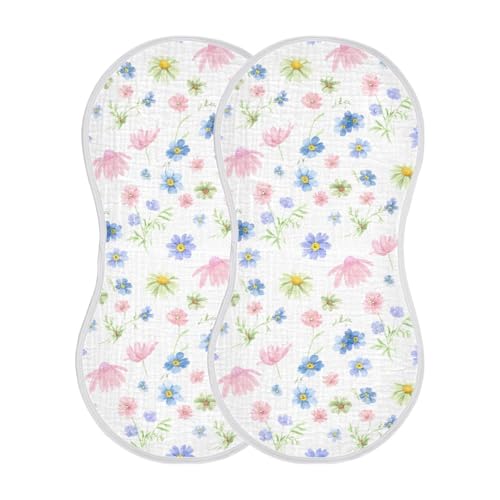 Baby Burp Cloths, Soft Absorbent Burping Cloths for Babies, Cotton Milk Spit Up Rags, Large Size for Newborns, Baby Boys and Girls (Watercolor Daisies)2
