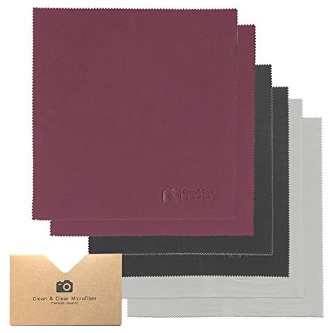 Clean & Clear Microfiber LARGE [6 Pack] ULTRA PREMIUM QUALITY Lens Cleaning Cloths - Camera Lens, Glasses, Screens, and all Lens. Cover