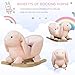 Qaba Baby Rocking Horse, Plush Rabbit Animal Rocker with Simulated Sound, Wooden Base, Seat Belt, Stuffed Rocking Chair for Toddler 18-36 Months, Pink