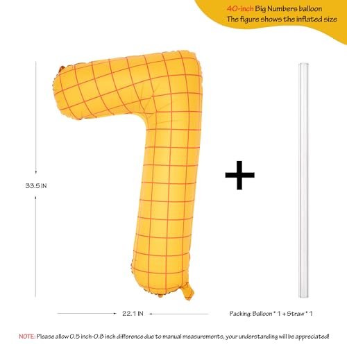 Image of 40 inch Matte Yellow Balloons Toy Inspired Story Theme party Supplies Digital 7 | Number Birthday Decoration, Cowboy Decorations Western, Cowgirl Party Balloon