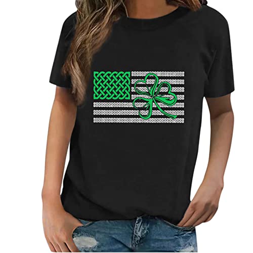 Shamrock Shirt Women St. Patrick s Day Tops Casual Short Sleeve Gnome Clover Print Green Graphic Tee
