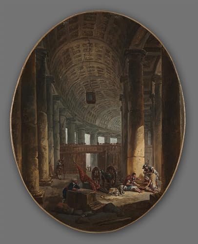 Toile Hubert Robert la Colonnade de Saint-Pierre et la Grotte décoration salon 60x90cm