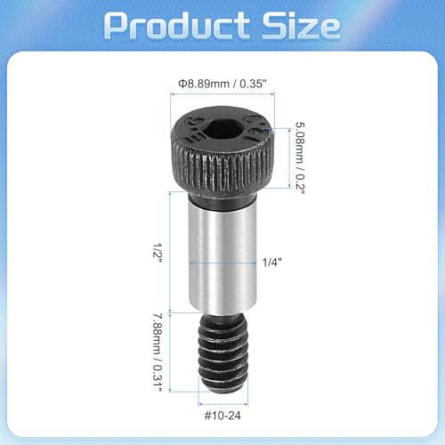 QUARKZMAN Legierungstahl Sechskantkopf Schulter Schrauben, 1/2 Schulterlänge, 1/4 Schulterdurchmesser, #10-24 Gewinde, 8 Stück