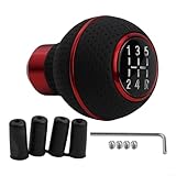 Getdoublerich Notre levier de vitesses en cuir à 5 vitesses s'adapte à la plupart des voitures manuelles et SUV sans effort (rouge)