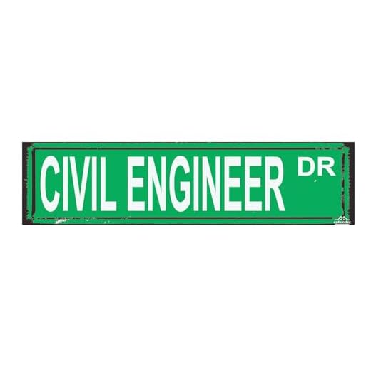 Civil Engineer DR Sign - Rustic Metal Street Style Decor, 16x4 Inch Engineering Graduation Gift, Vintage Office Wall Art