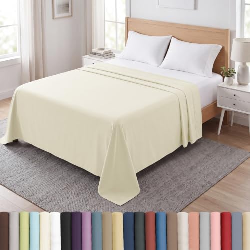 Southshore Fine Linens drap plat surdimensionné 132 x 110 po blanc cassé