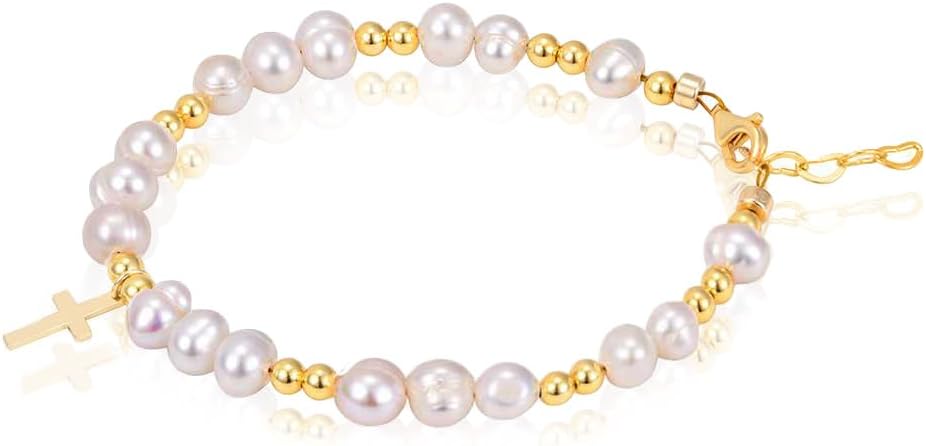 Baby Crystals 14K Gold Plated Bracelets for Girls or Boys, Christening, Communion, Keepsake Birthday Jewelry, Baptism Gifts for Girl, Newborn, Toddler, Baby Bracelets for Infant Girls