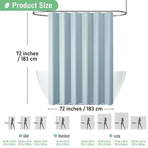 Dynamene Fog Blue Fabric Shower Curtain For Bathroom- Waffle Weave Textured Heavy Duty Cloth , 256Gsm Hotel Luxury Weighted Bath Curtain Set With 12 Plastic Hooks,72X72, Fog Blue #TOP4