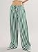 Acelitt Womens Casual Striped Color Block Pants Drawstring Elastic Waist 2025 Fall Fashion Comfy Loose Wide Leg Pants Trousers with Pockets Light Green Medium