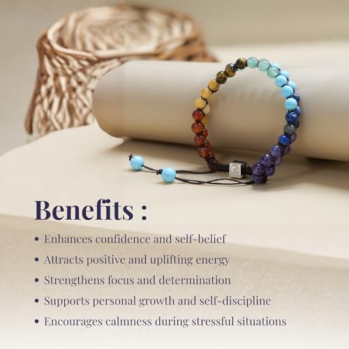 Image of 7 Chakra Healing Crystal Bracelet for Men & Women | Natural Stone Beads | Meditation, Yoga & Anxiety Relief Bracelet | Reiki Energy Balancing Beads with Amethyst, Lapis Lazuli, Aventurine, Carnelian & Jasper