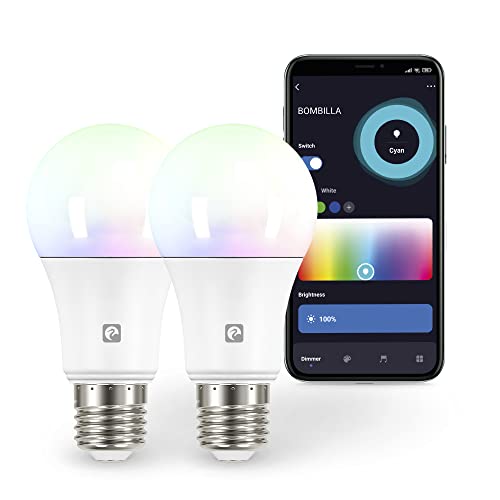 Garza 2 Lampadine LED Smart Wifi A60, 11W, equivalenti a 75W, E27, RGB + CCT, Intensità Regolabile, Programmabili, Alexa/Google, WiFi 2,4GHz